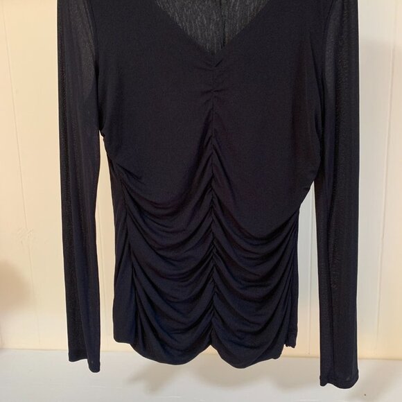 SEMANTIKS Black Ruched Stretched LS Women sz L NWT - Picture 4 of 6
